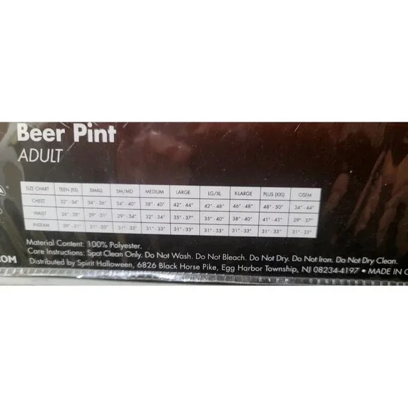 Spirit Beer Pint Adult Costume OS Fits Most Halloween Party Funny Costume Fun - Picture 4 of 4